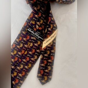 Salvatore Ferragamo Blue and Gold Nautical Tie